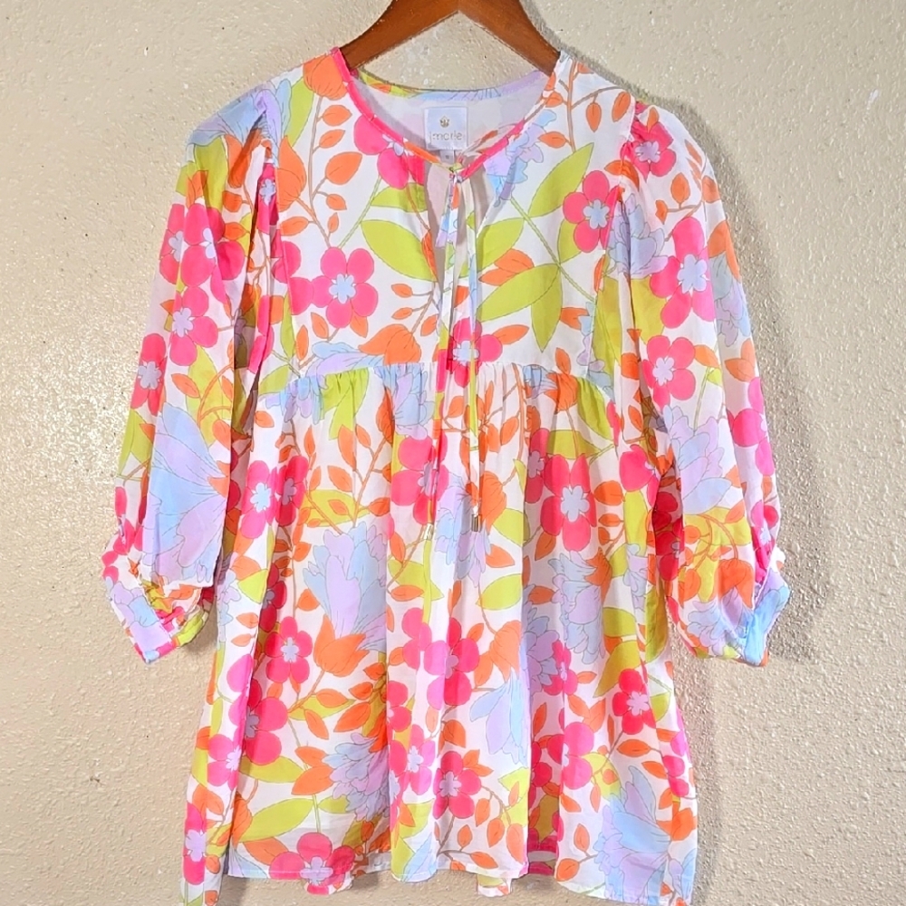 J. Marie Colorful Floral Blouse